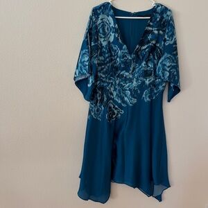 White House Black Market Teal Asymmetrical Dress